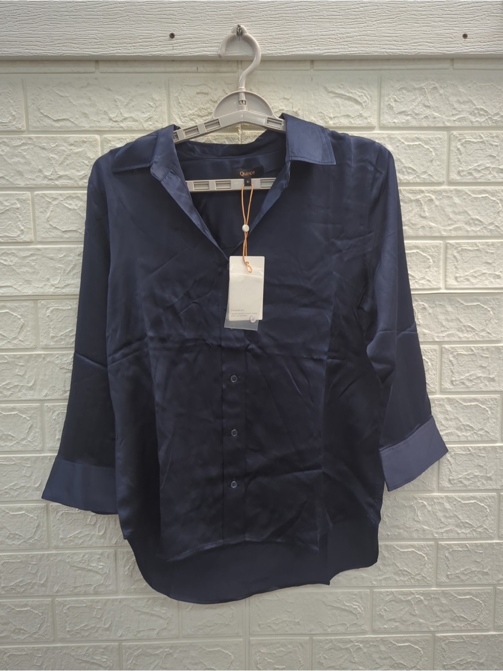 New Quince 100% Washable Silk 3/4 Sleeve Shirt